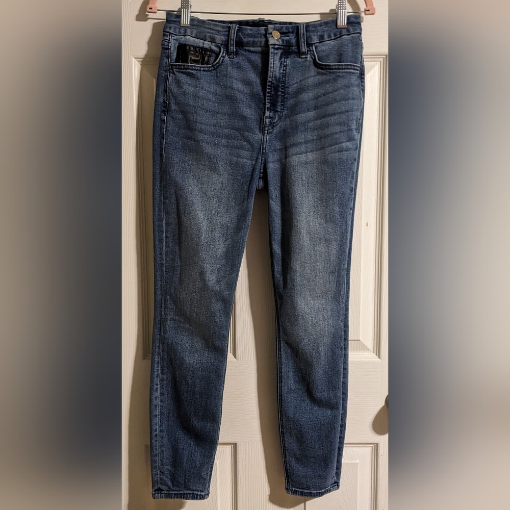 Jen 7 by 7 For All Mankind Jeans 6 High Waist Ankle Skinny Faux Leather Pocket